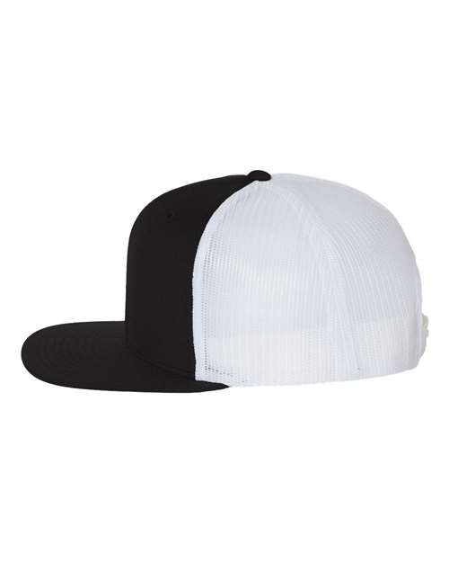 Richardson 511 Wool Blend Flat Bill Trucker Cap - Black/ White - side