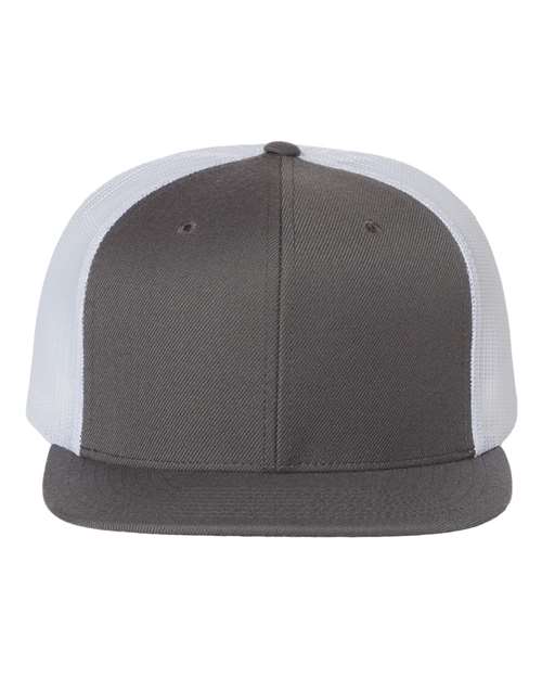 Richardson 511 Wool Blend Flat Bill Trucker Cap - Charcoal/ White - front