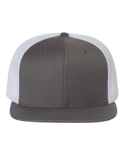 Richardson 511 Wool Blend Flat Bill Trucker Cap - Charcoal/ White - front
