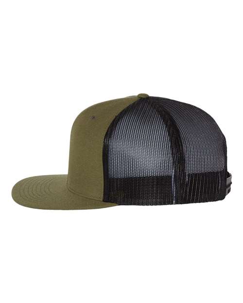 Richardson 511 Wool Blend Flat Bill Trucker Cap - Loden/ Black - side