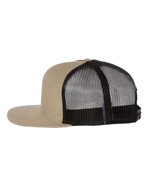 Richardson 511 Wool Blend Flat Bill Trucker Cap - Khaki/ Black - side