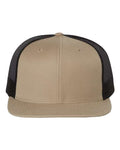 Richardson 511 Wool Blend Flat Bill Trucker Cap - Khaki/ Black - front