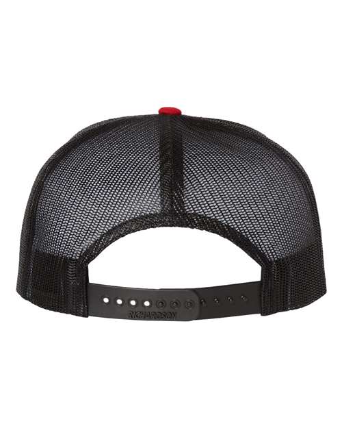 Richardson 511 Wool Blend Flat Bill Trucker Cap - Red/ Black - back