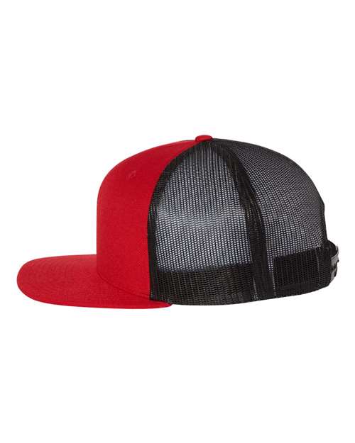 Richardson 511 Wool Blend Flat Bill Trucker Cap - Red/ Black - side