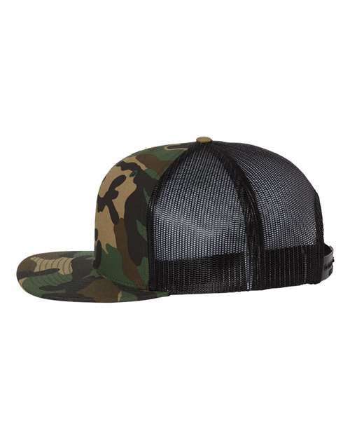 Richardson 511 Wool Blend Flat Bill Trucker Cap - Green Camo/ Black - side