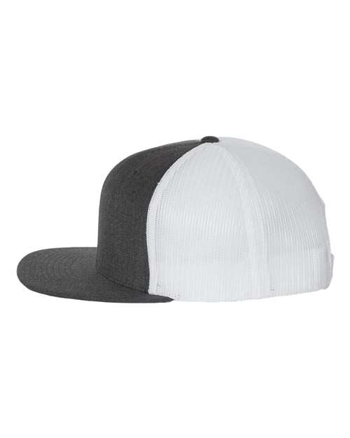 Richardson 511 Wool Blend Flat Bill Trucker Cap - Heather Charcoal/ White - side