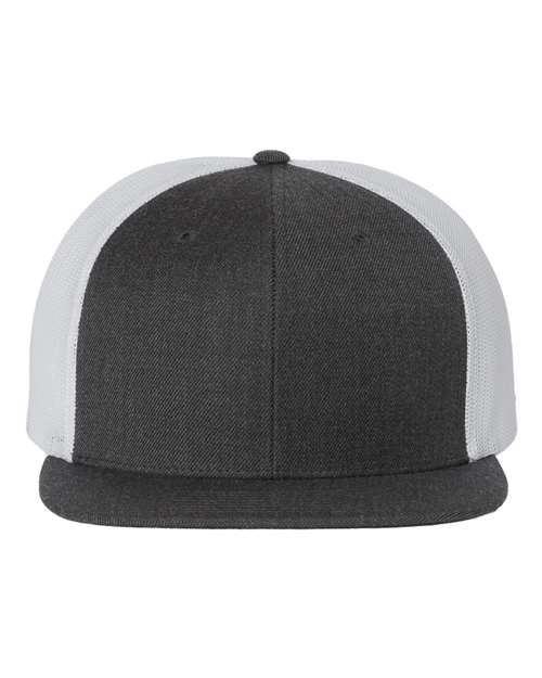Richardson 511 Wool Blend Flat Bill Trucker Cap - Heather Charcoal/ White - front