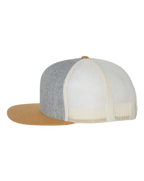 Richardson 511 Wool Blend Flat Bill Trucker Cap - Heather Grey/ Birch/ Biscuit - side