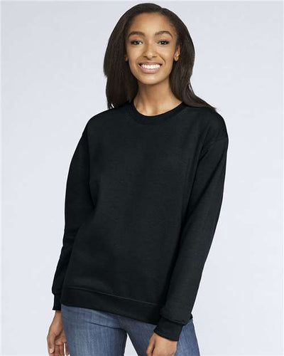 Gildan SF000 Unisex Softstyle Midweight Crewneck Sweatshirt - Black - model front