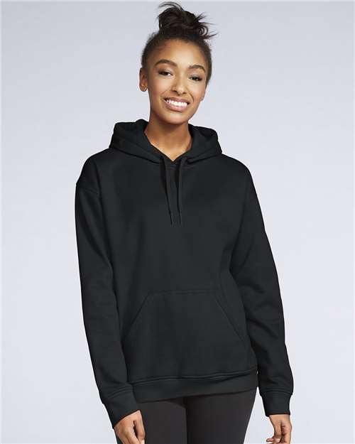 Gildan SF500 Unisex Softstyle Midweight Hooded Sweatshirt - Black - model front
