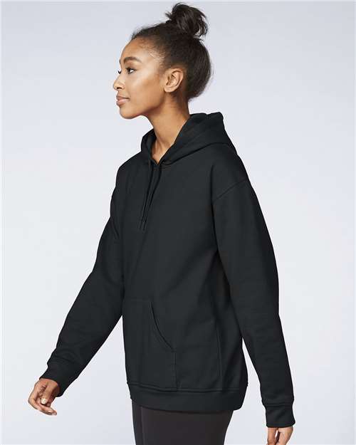 Gildan SF500 Unisex Softstyle Midweight Hooded Sweatshirt - Black - model side