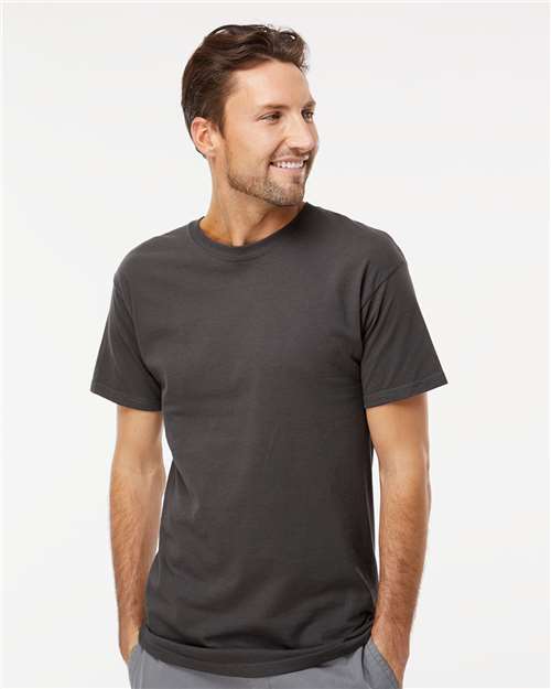 M&O 4800 Men's Gold Soft Touch T-Shirt - Charcoal - model front