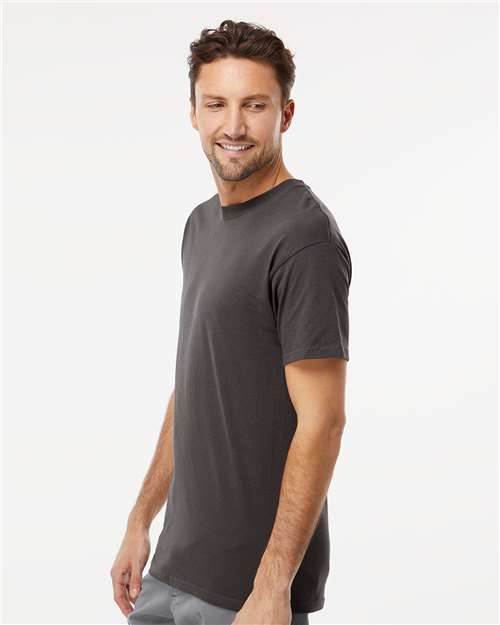 M&O 4800 Men's Gold Soft Touch T-Shirt - Charcoal - model side