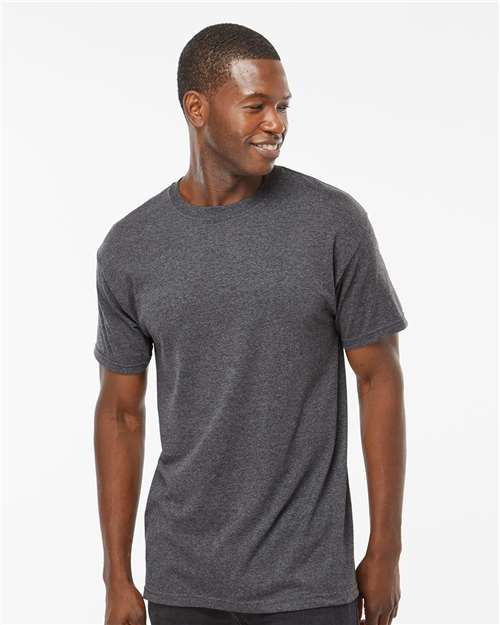 M&O 4800 Men's Gold Soft Touch T-Shirt - Dark Heather - model front