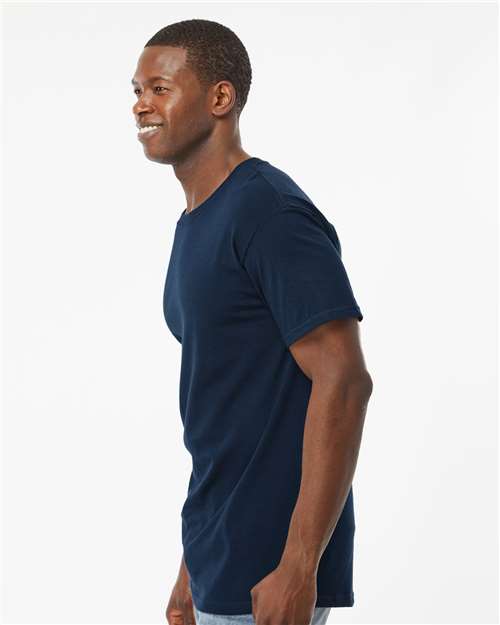 M&O 4800 Men's Gold Soft Touch T-Shirt - Deep Navy - model side