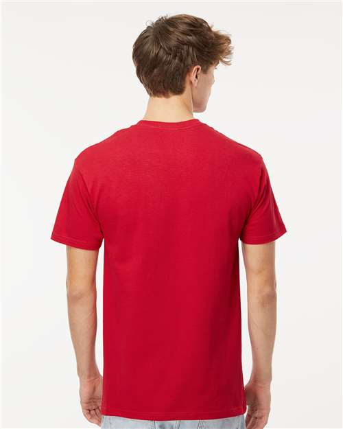M&O 4800 Men's Gold Soft Touch T-Shirt - Deep Red - model back