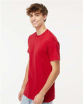 M&O 4800 Men's Gold Soft Touch T-Shirt - Deep Red - model side