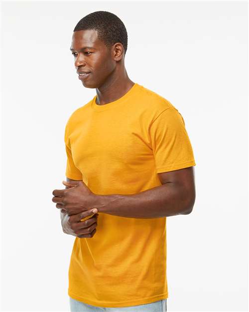 M&O 4800 Men's Gold Soft Touch T-Shirt - Gold - model side