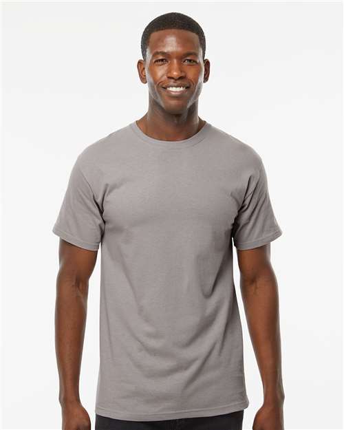 M&O 4800 Men's Gold Soft Touch T-Shirt - Gravel - model front