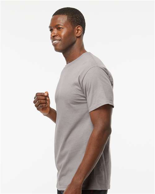 M&O 4800 Men's Gold Soft Touch T-Shirt - Gravel - model side