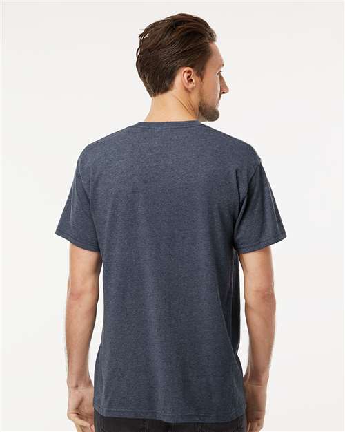 M&O 4800 Men's Gold Soft Touch T-Shirt - Heather Navy - model back