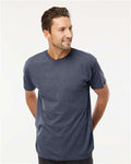 M&O 4800 Men's Gold Soft Touch T-Shirt - Heather Navy - model front