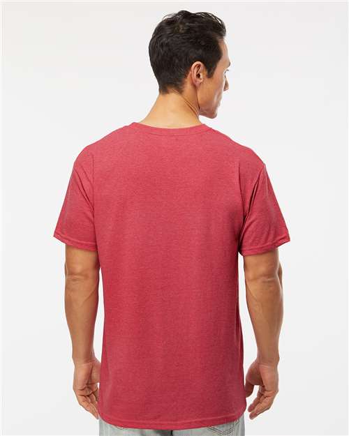 M&O 4800 Men's Gold Soft Touch T-Shirt - Heather Red - model back