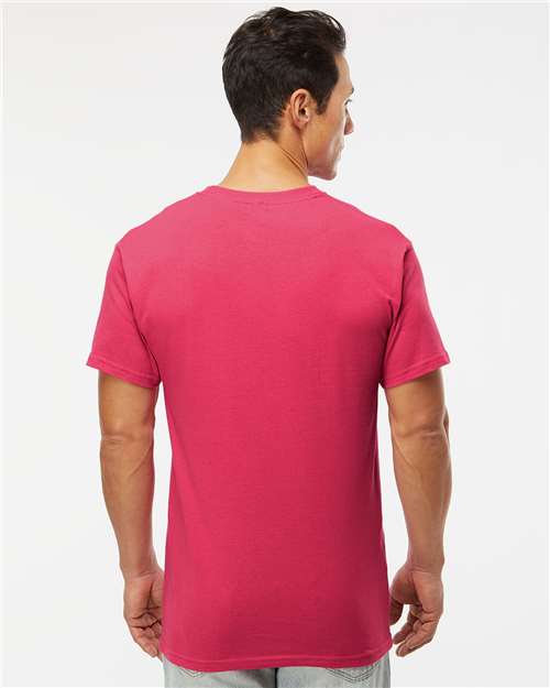 M&O 4800 Men's Gold Soft Touch T-Shirt - Heliconia - model back