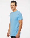 M&O 4800 Men's Gold Soft Touch T-Shirt - Light Blue - model side