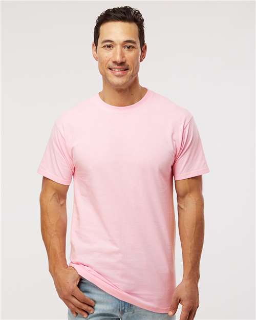 M&O 4800 Men's Gold Soft Touch T-Shirt - Light Pink - model front