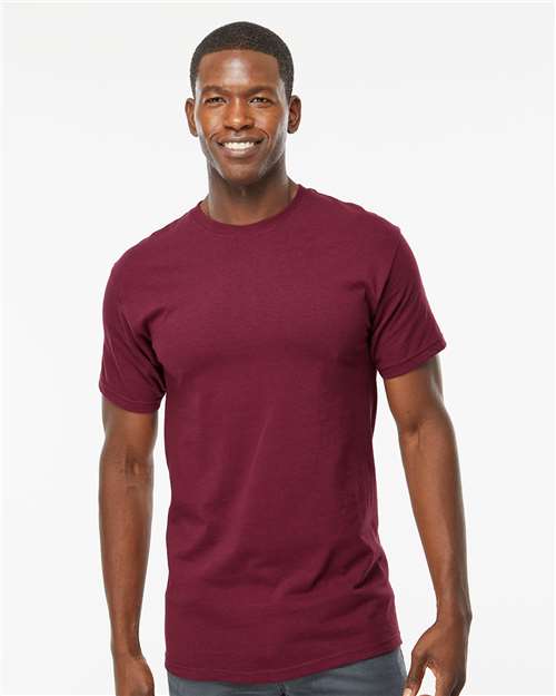 M&O 4800 Men's Gold Soft Touch T-Shirt - Maroon - model front