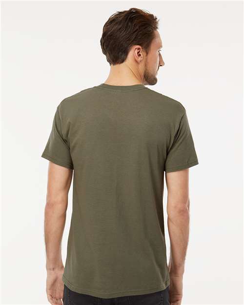 M&O 4800 Men's Gold Soft Touch T-Shirt - Military Green - model back