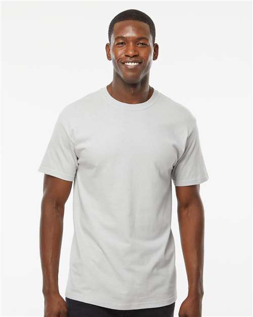 M&O 4800 Men's Gold Soft Touch T-Shirt - Platinum - model front