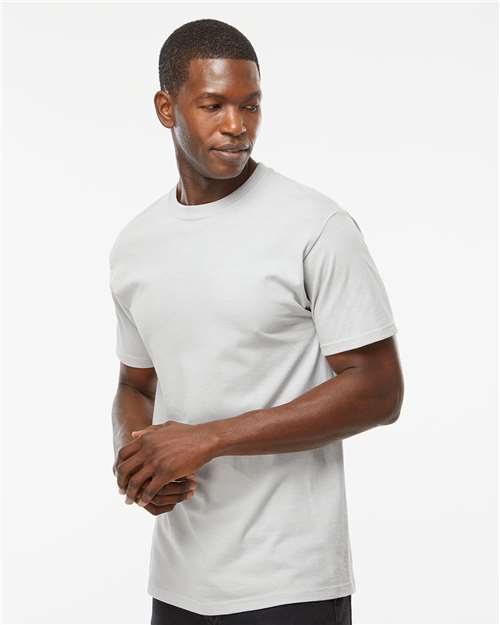 M&O 4800 Men's Gold Soft Touch T-Shirt - Platinum - model side