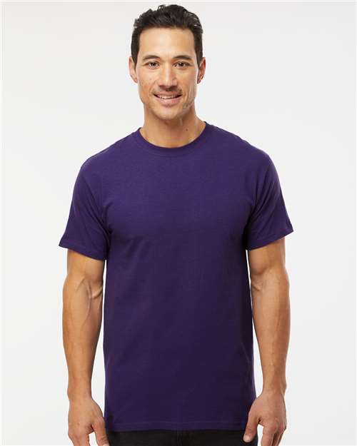 M&O 4800 Men's Gold Soft Touch T-Shirt - Purple - model front