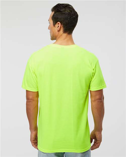 M&O 4800 Men's Gold Soft Touch T-Shirt - Safety Green - model back