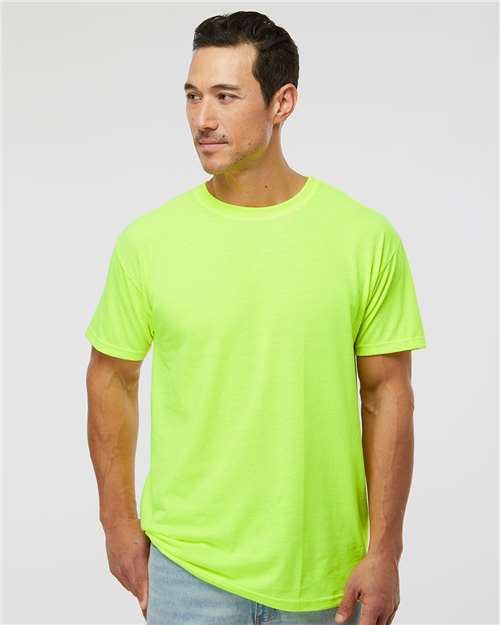 M&O 4800 Men's Gold Soft Touch T-Shirt - Safety Green - model front