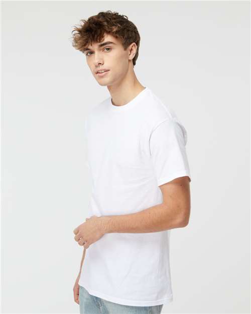 M&O 4800 Men's Gold Soft Touch T-Shirt - White - model side