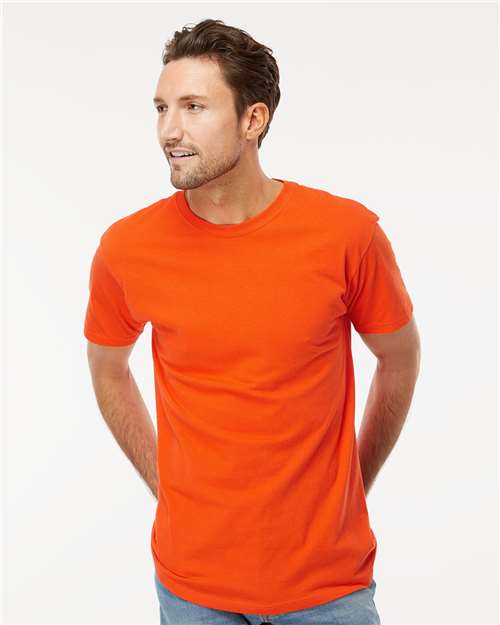 M&O 4800 Men's Gold Soft Touch T-Shirt - Orange - model front