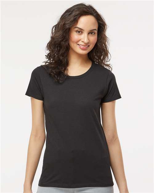 M&O 4810 Women's Gold Soft Touch T-Shirt - Black - model front
