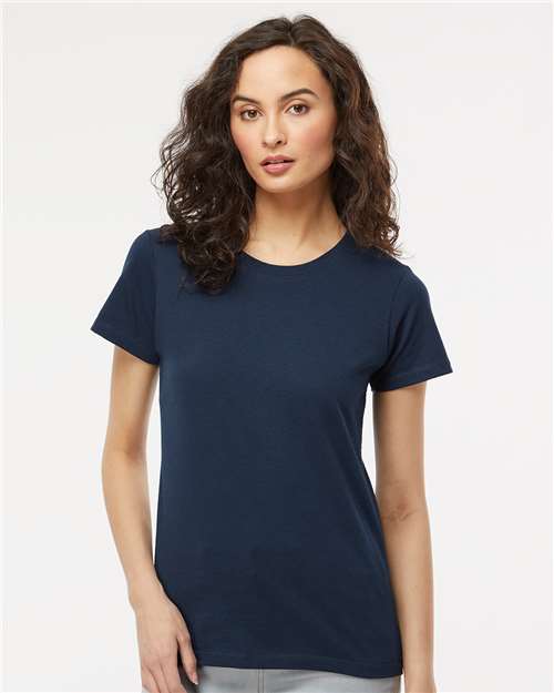 M&O 4810 Women's Gold Soft Touch T-Shirt - Deep Navy - model front