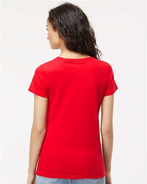 M&O 4810 Women's Gold Soft Touch T-Shirt - Deep Red - model back