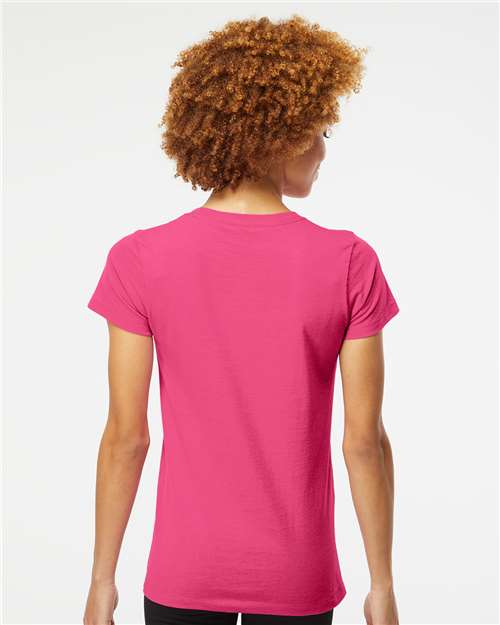 M&O 4810 Women's Gold Soft Touch T-Shirt - Heliconia - model back