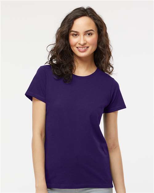M&O 4810 Women's Gold Soft Touch T-Shirt - Purple - model front