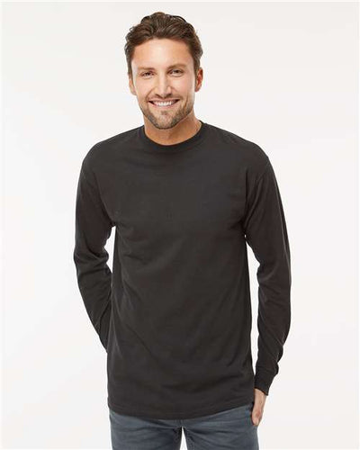 M&O 4820 Unisex Gold Soft Touch Long Sleeve T-Shirt - Black - model front