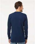 M&O 4820 Unisex Gold Soft Touch Long Sleeve T-Shirt - Deep Navy - model back
