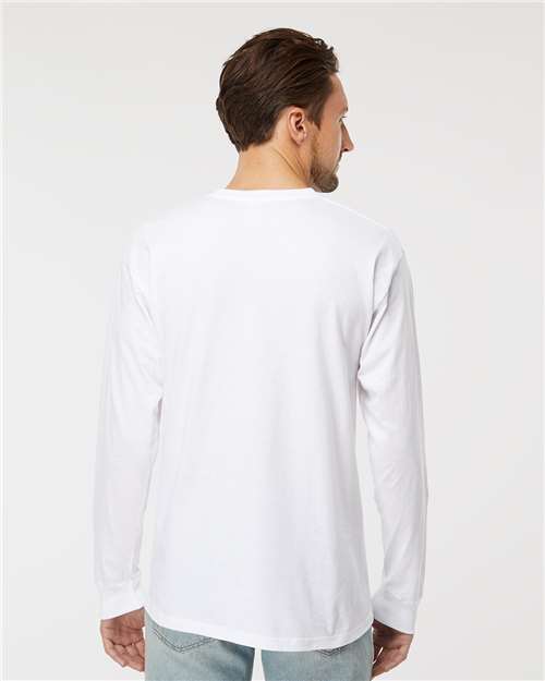 M&O 4820 Unisex Gold Soft Touch Long Sleeve T-Shirt - White - model back