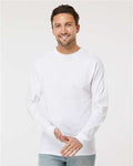 M&O 4820 Unisex Gold Soft Touch Long Sleeve T-Shirt - White - model front