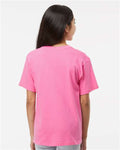 M&O 4850 Youth Gold Soft Touch T-Shirt - Azalea - model back