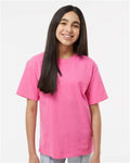 M&O 4850 Youth Gold Soft Touch T-Shirt - Azalea - model front